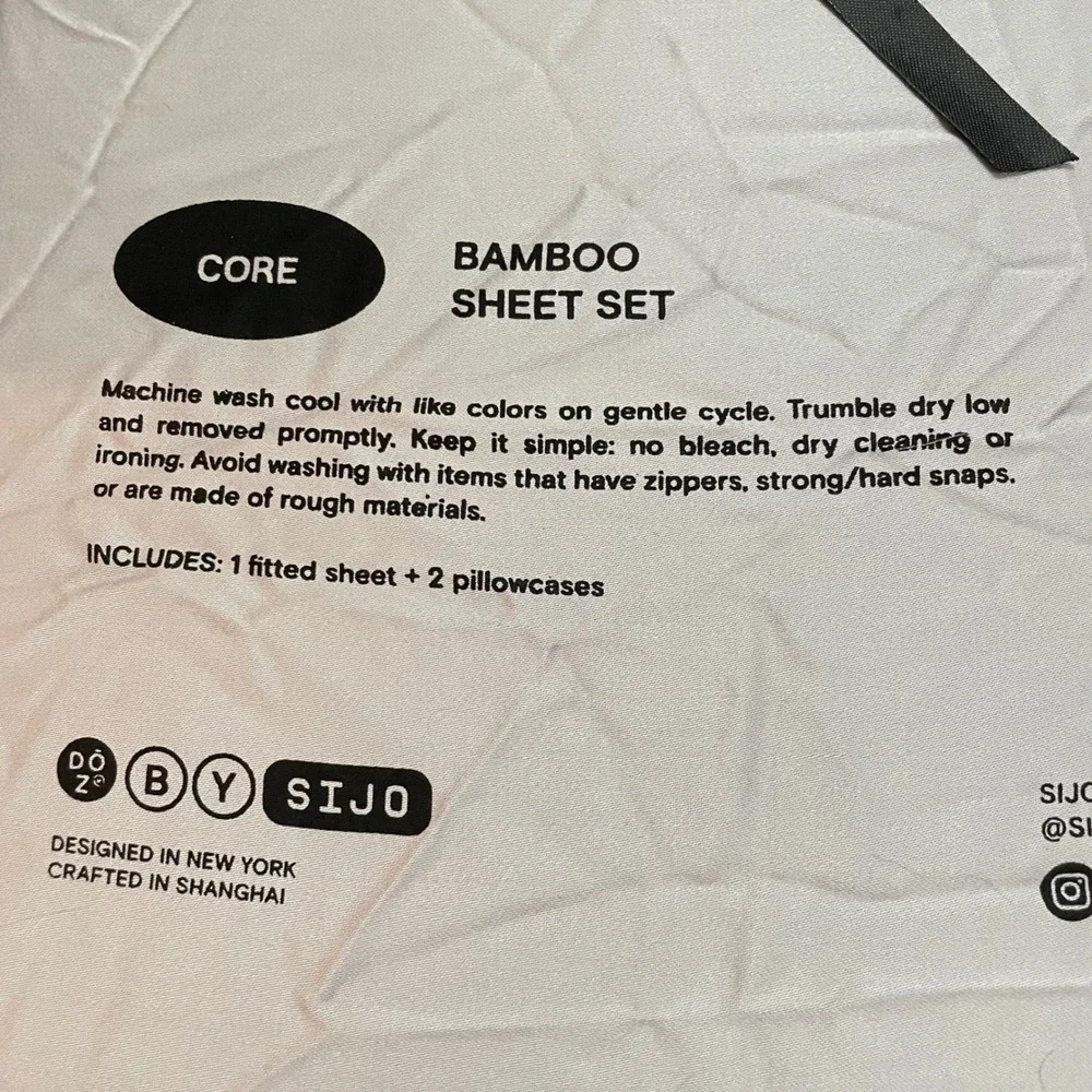 Doz By Sijo Core Bamboo Sheet Set Queen Dove Grey Fitted‎ Sheet Two Pillowcases